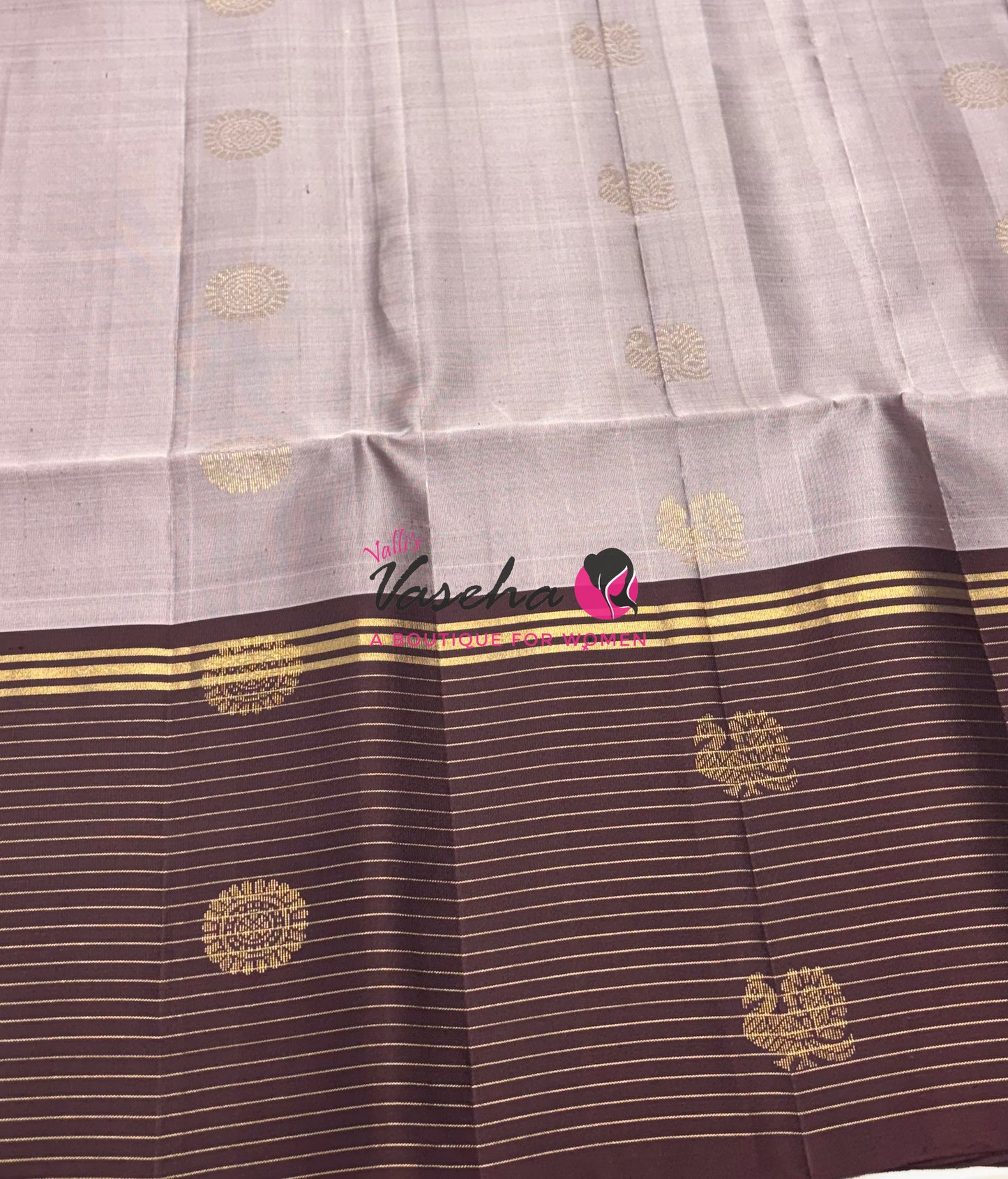 Pure Soft Silk Saree - Light Onion Pink with Brown - VVPSS071