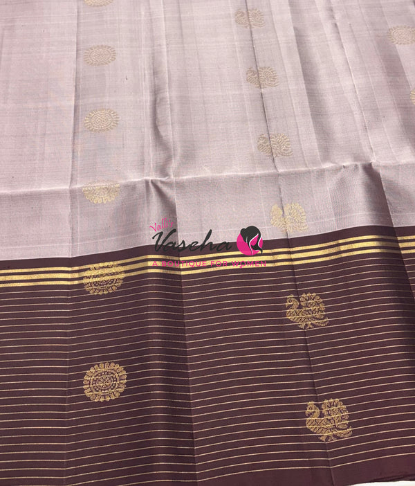 Pure Soft Silk Saree - Light Onion Pink with Brown - VVPSS071