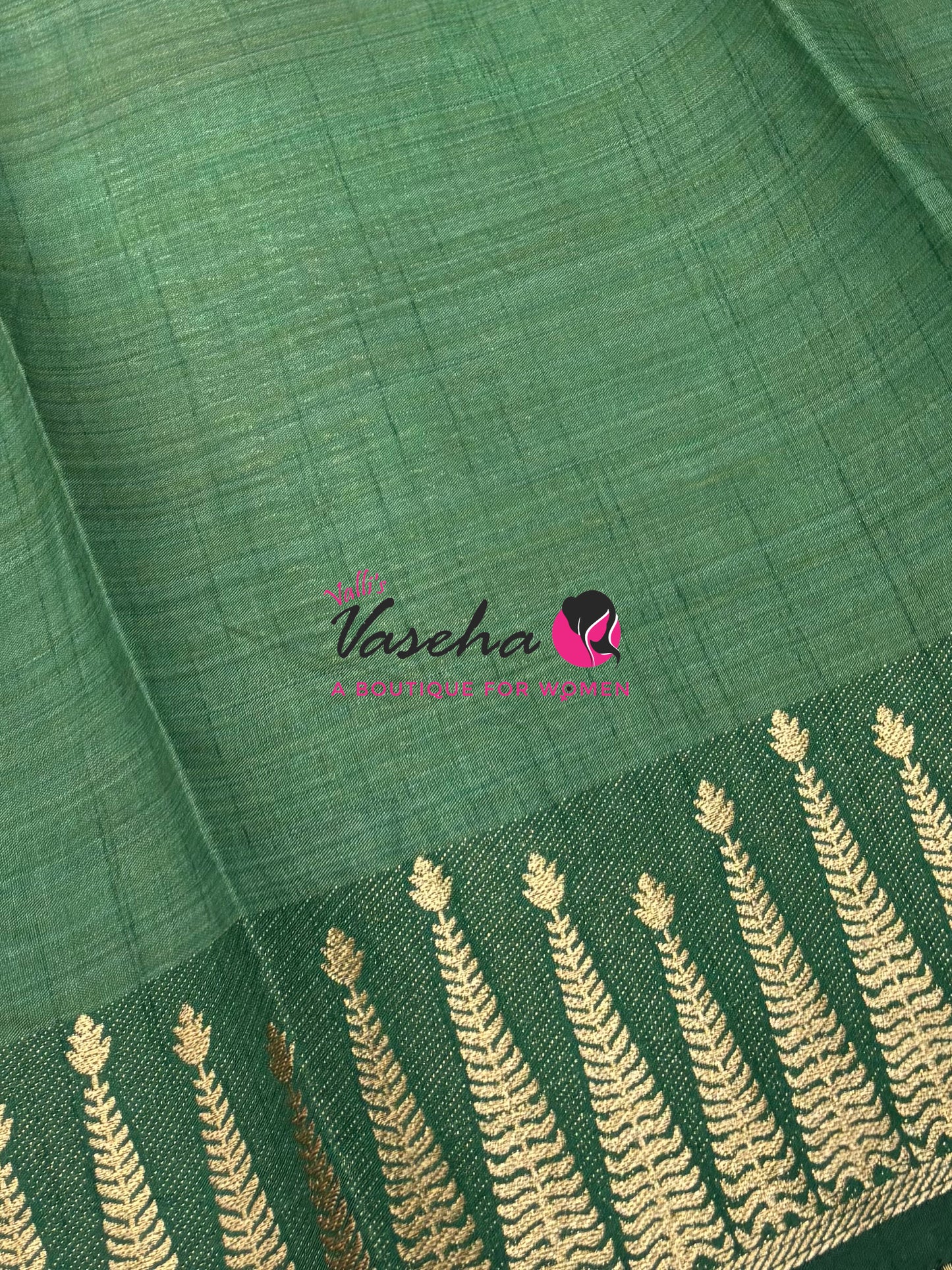 Semi Tussar Silk Saree | Green Shade |VVSTS050