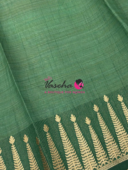 Semi Tussar Silk Saree | Green Shade |VVSTS050