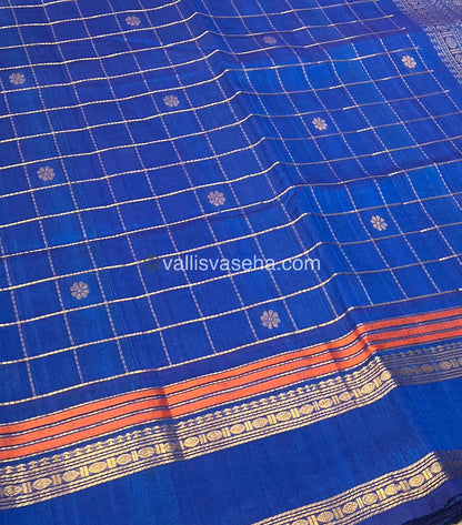 Pure Silk Cotton Saree - Retta Petta Border - Blue Shade - VVPSC001