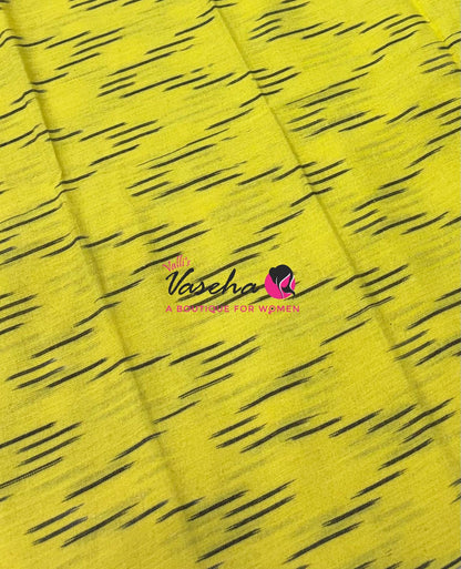 Double Ikkat Pure Cotton Saree -  Blue With Red  - VVIKS002
