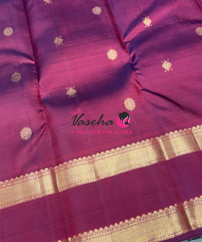 Pure Kanchipuram Silk Saree - Dual Tone Maroon Shade - VVPS095