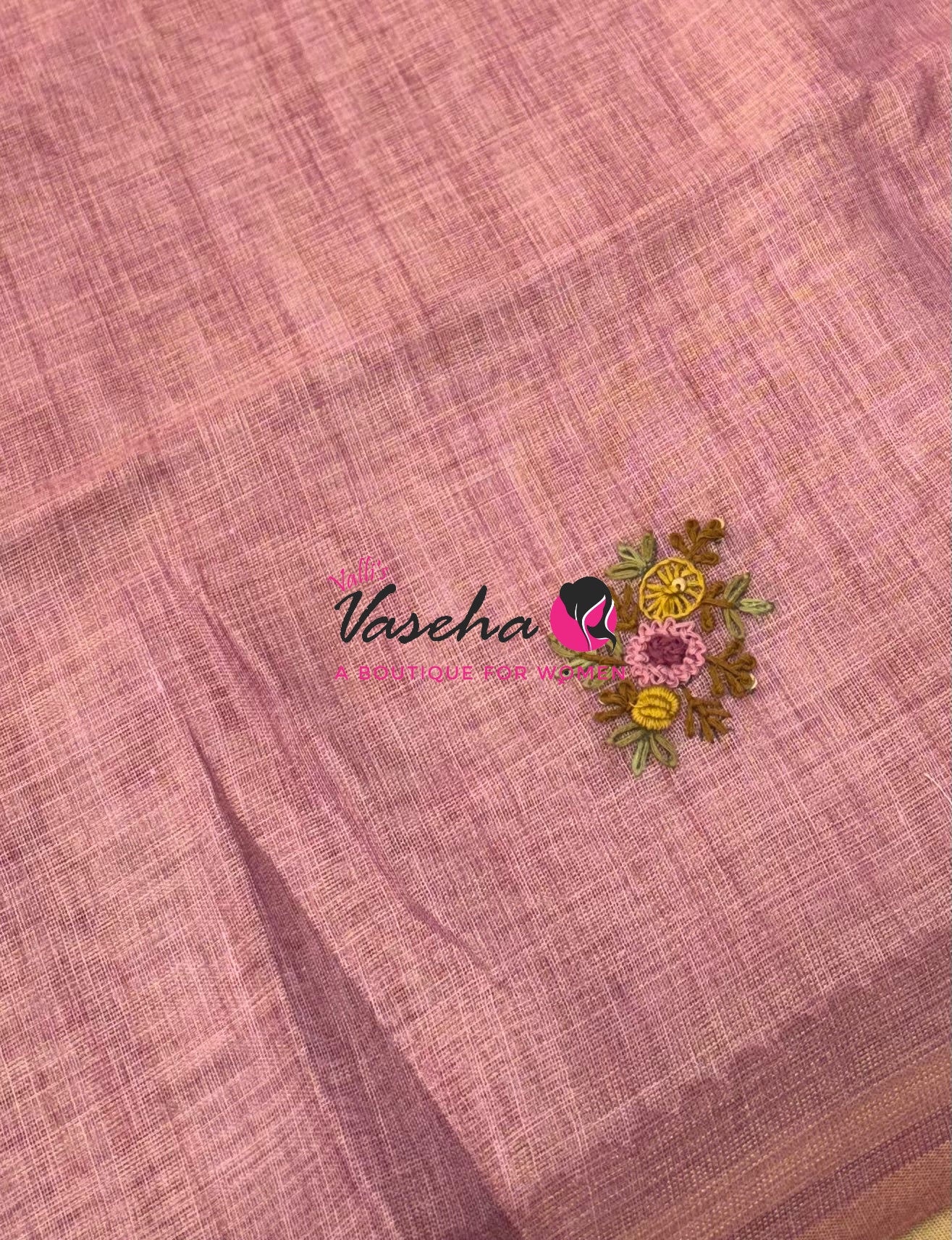 French Knot - Linen Tissue Saree  - Heavy Work Blouse - VVLFN020