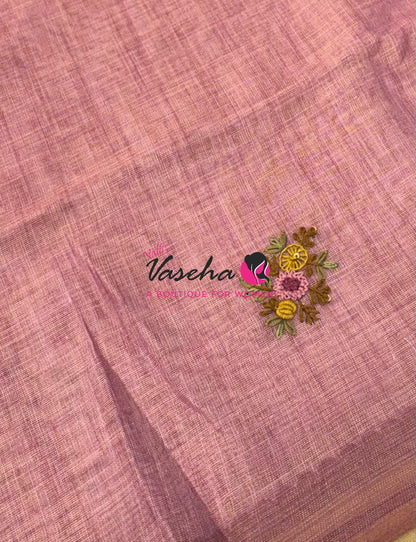 French Knot - Linen Tissue Saree  - Heavy Work Blouse - VVLFN020