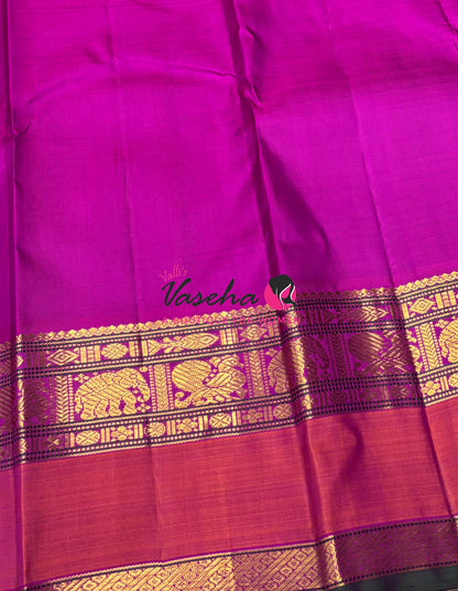 Pure  Kanchipuram Silk Saree - Purple & Pink Combo - VVPS071