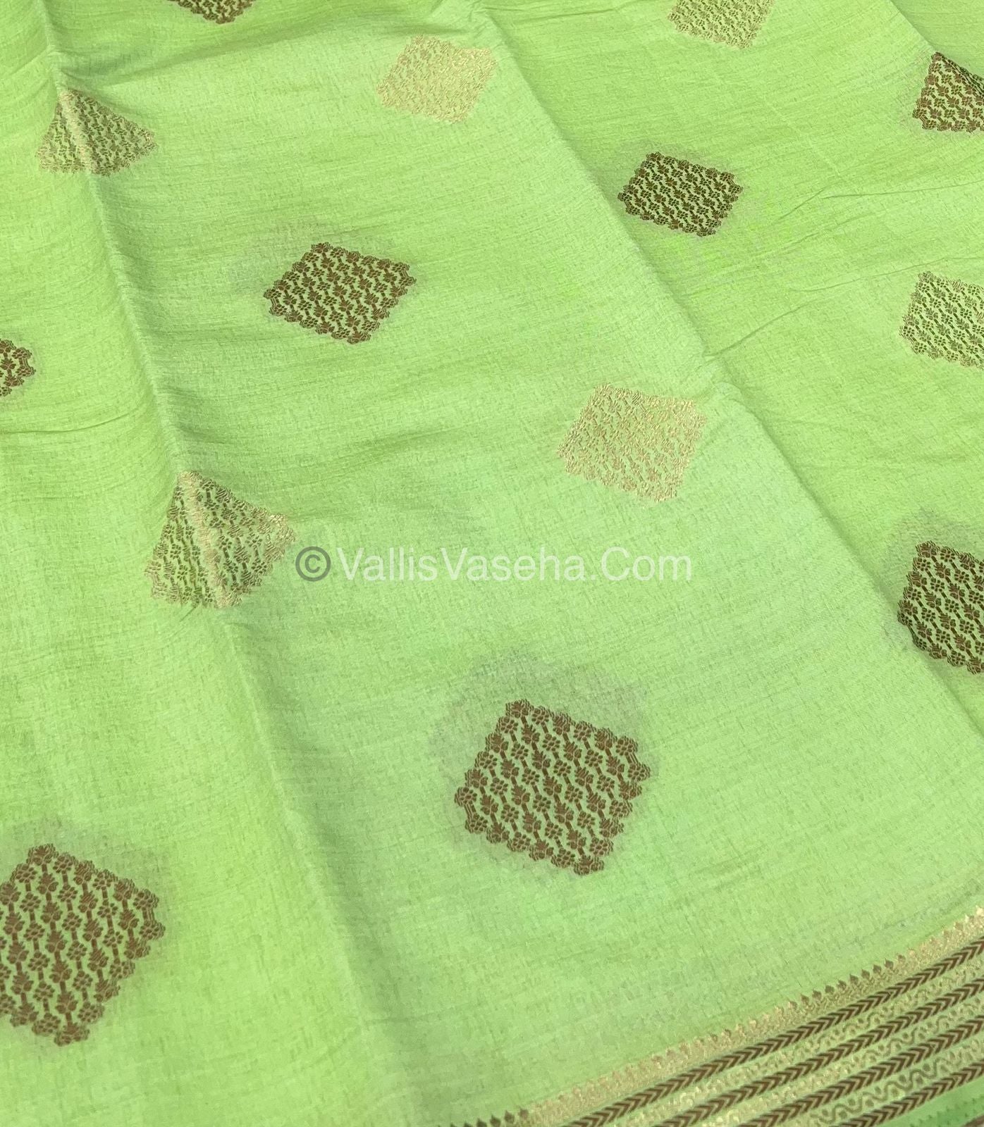 Semi Tussar Silk Saree - Pista shade - VVSTS0016