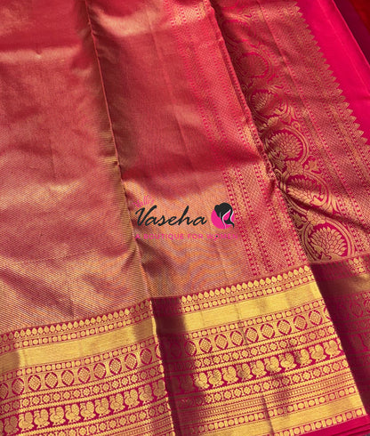 Pure Bridal Kanchipuram Silk Saree - Pink & Red Combo - VVPS092