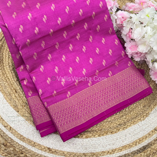 Semi Tussar Silk - Grand Pallu  -  Pink Shade - VVSTS021