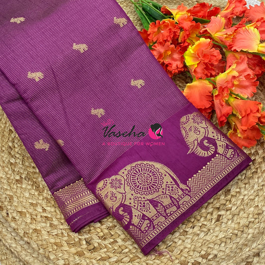 Semi Tussar Silk Saree | Wine Shade |VVSTS060