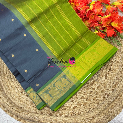 Semi Silk Cotton Saree | Small Leaf Butta Design |VVSSC010