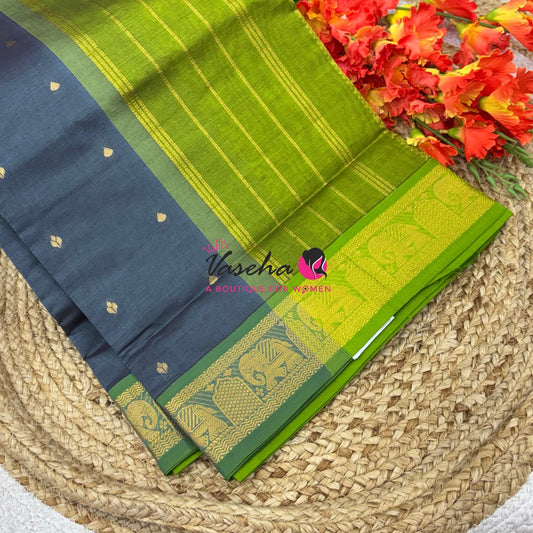 Semi Silk Cotton Saree | Small Leaf Butta Design |VVSSC010