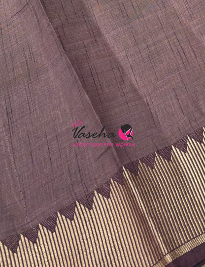 Semi Tussar Silk Saree | Brown  Shade |VVSTS051