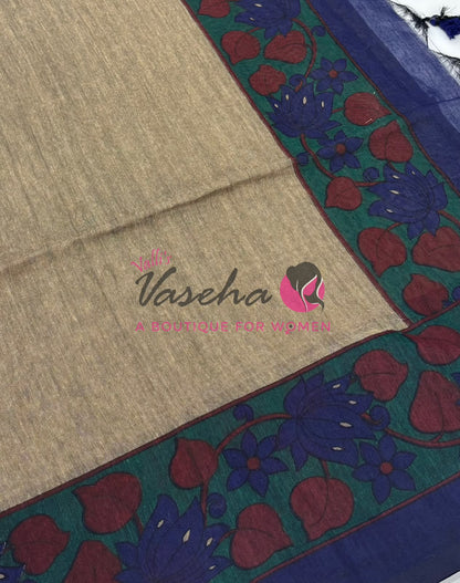 Handloom Cotton Sarees with Kalamkari Blouse - VVKCK003