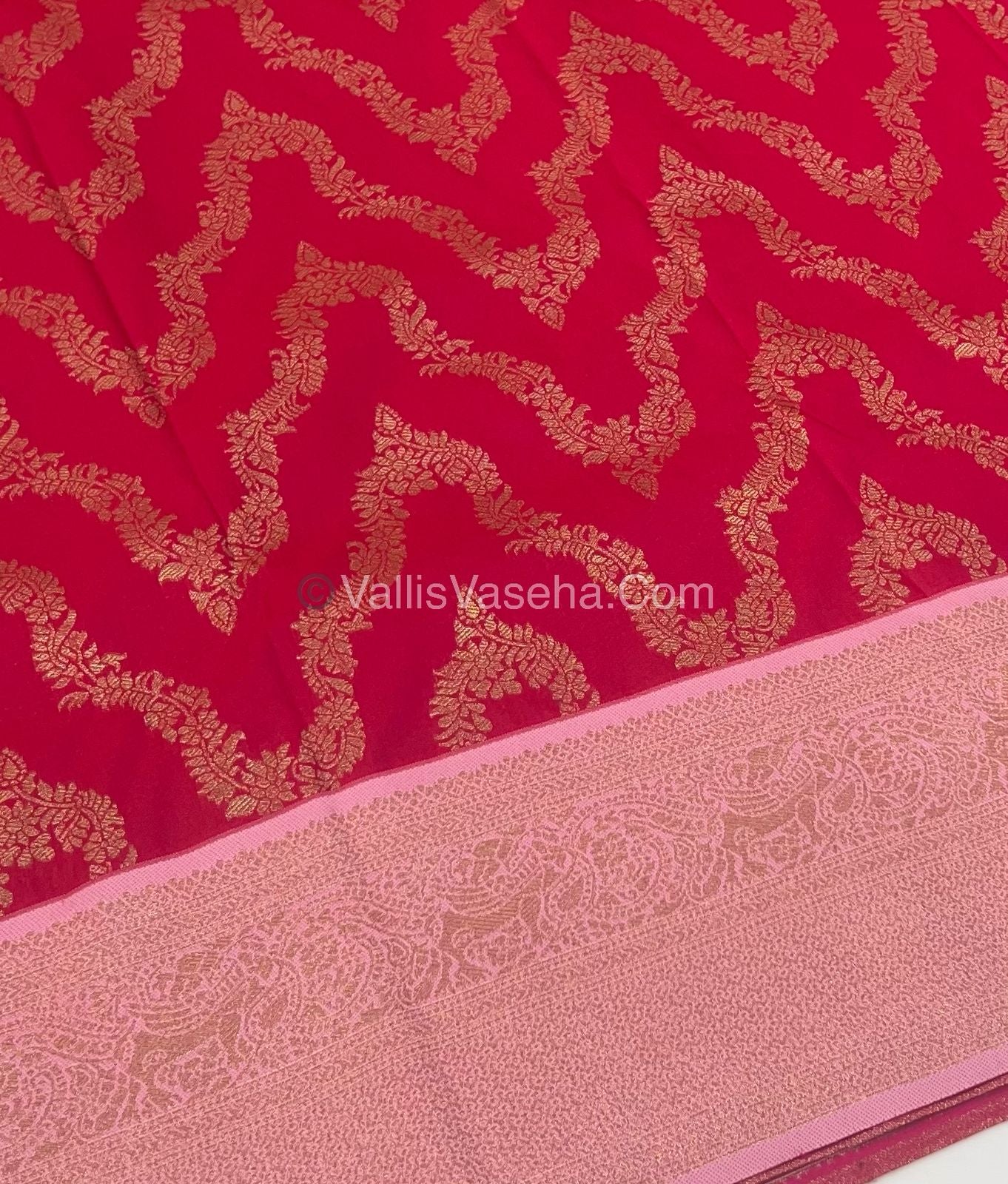Semi Kanchi Silk - Pink & Light Pink Shade  - VVSKS004