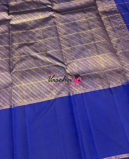 Pure Kanchipuram Silk Saree - Blue Shade  - VVPS027