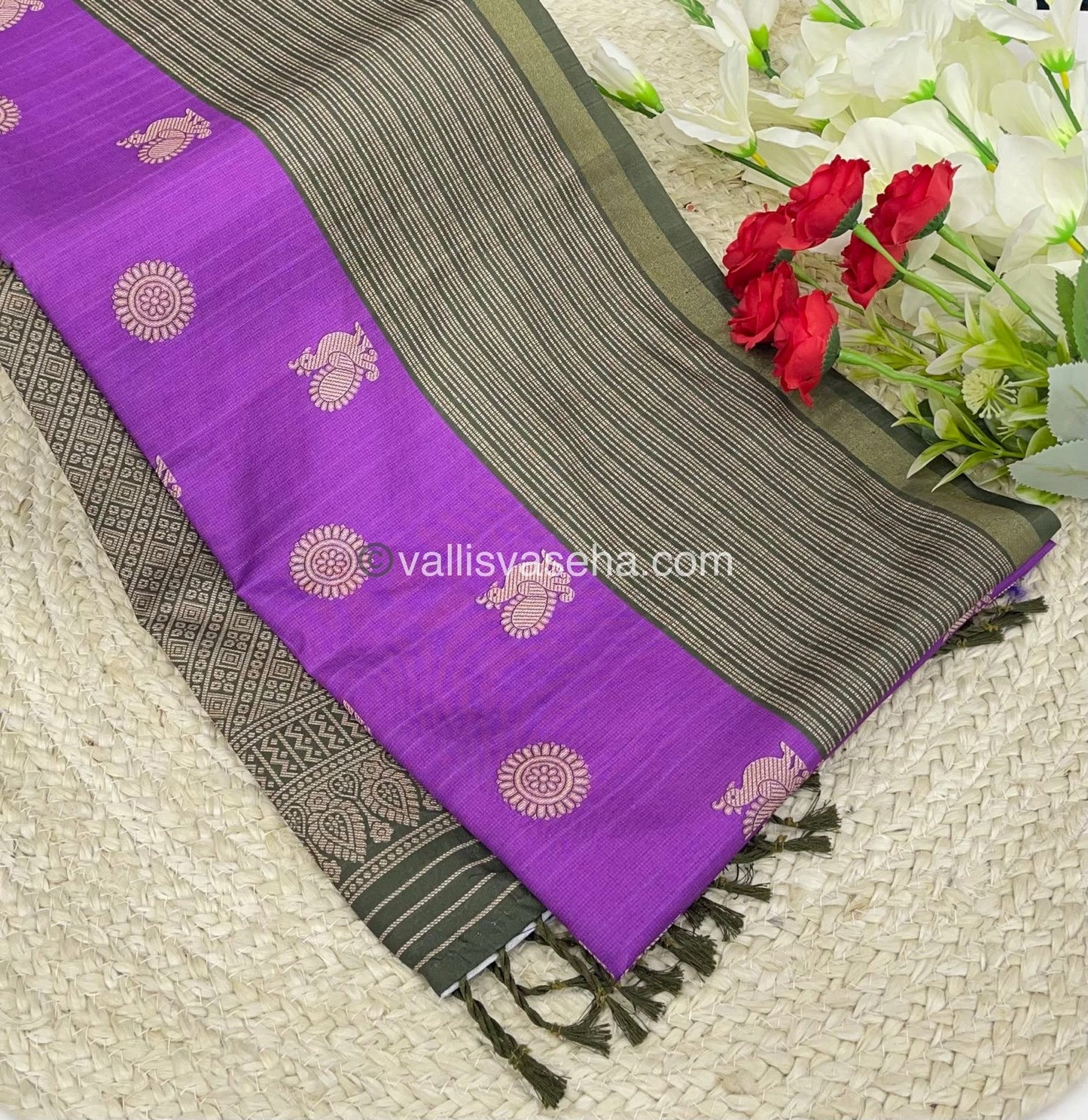 Semi Chappa Silk - Purple with Green - VVSC003