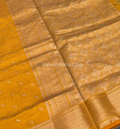 Semi Tussar Silk - Grand Pallu  - Yellow Shade - VVSTS020