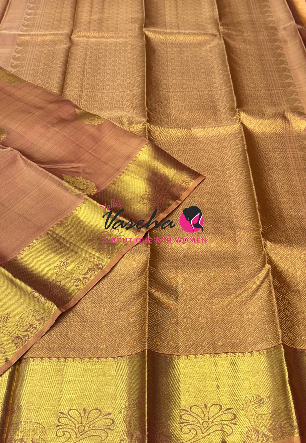 Pure Kanchipuram Silk Saree - Light Biscuit Cream Shade - VVPS099
