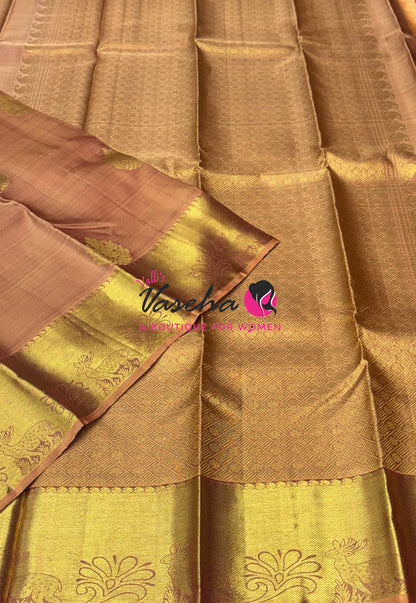 Pure Kanchipuram Silk Saree - Light Biscuit Cream Shade - VVPS099