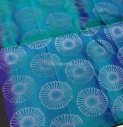 Pure Soft Silk Saree - Dupion Weaving - Black & Peacock Blue Shade - VVPSS065
