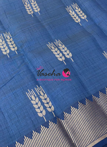 Semi Tussar Silk Saree | Ramar Blue  Shade |VVSTS051