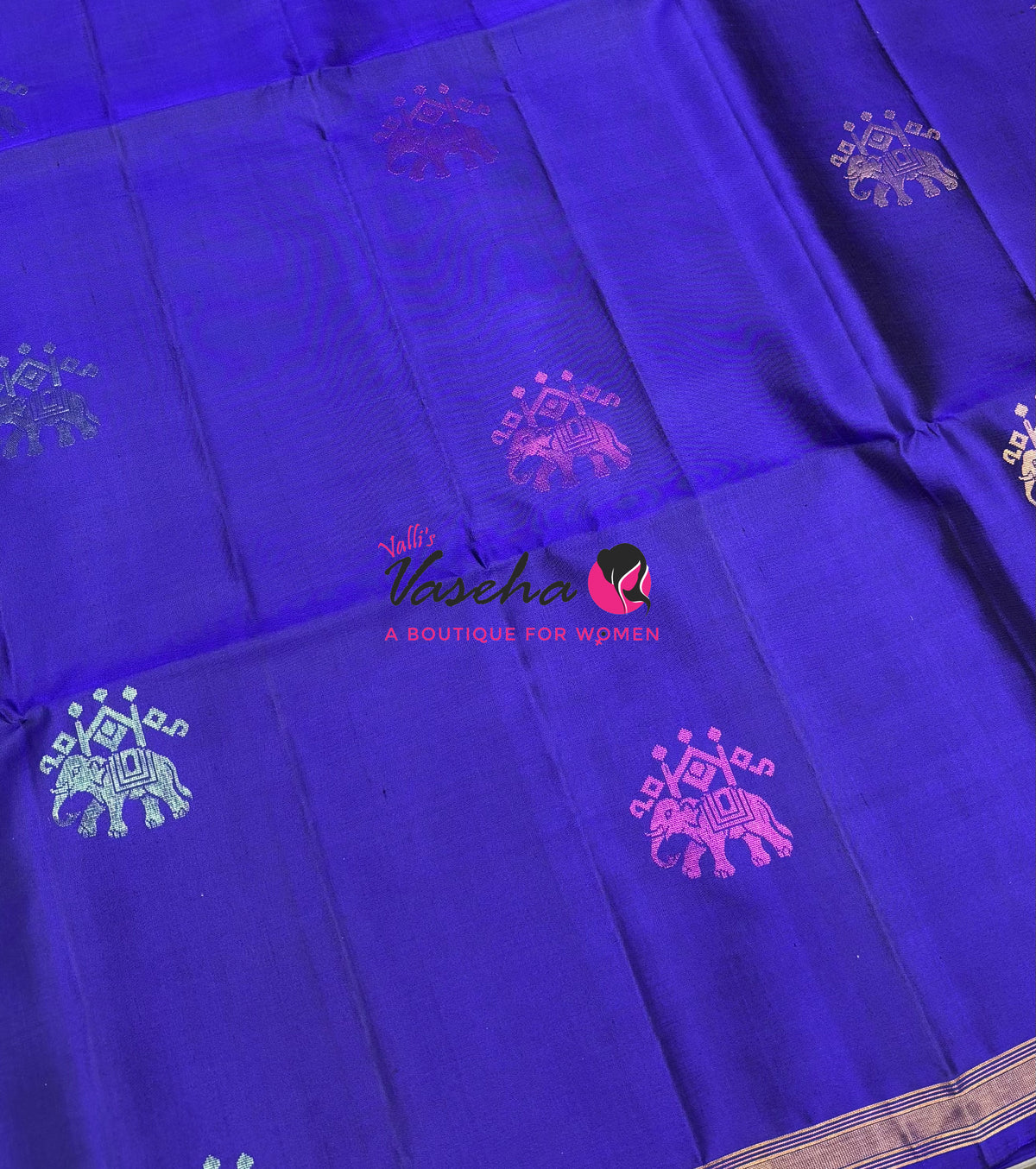 Pure Soft Silk Saree  - Treble Zari Weaving Butta - Blue Shade - VVPSS125