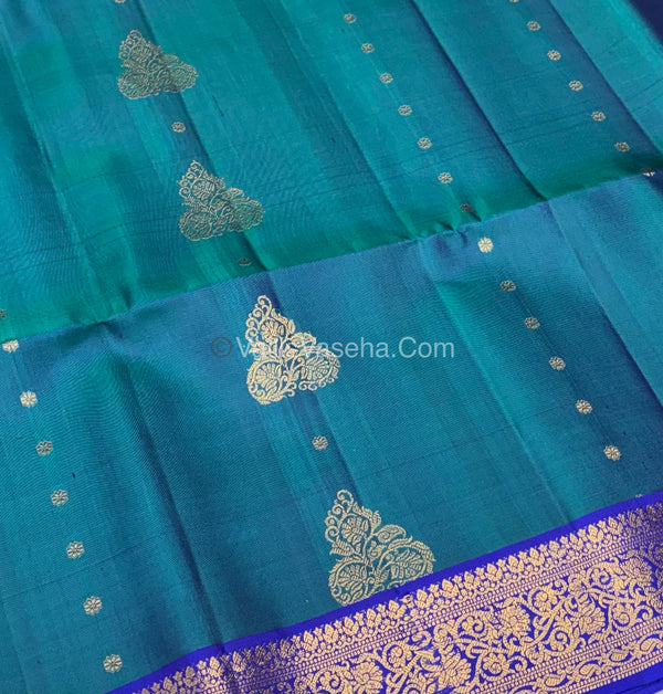 Pure Soft Silk Saree - Kanchi Border - Blue With Blue Shade - VVPSS033