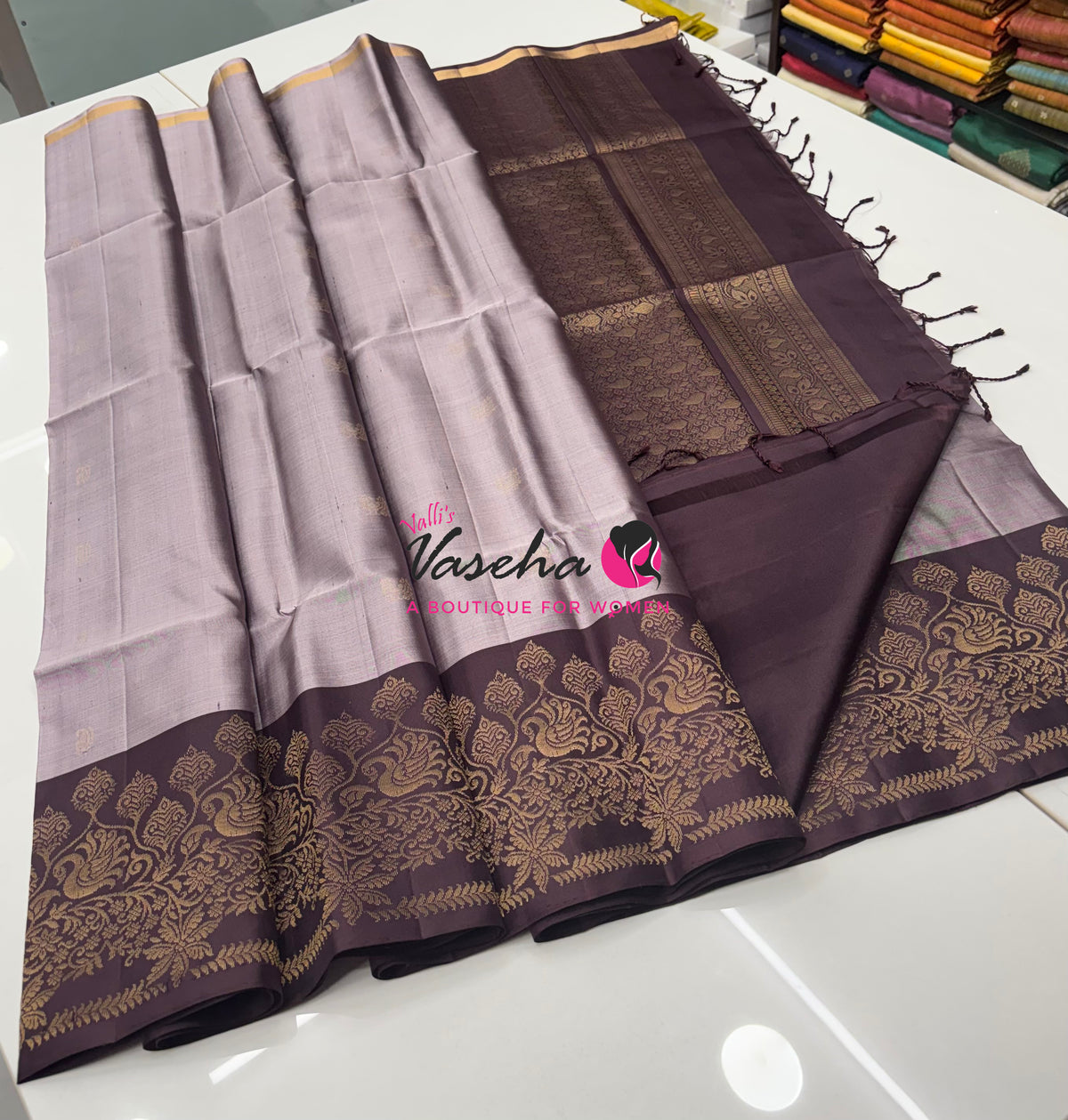 Pure Soft Silk Saree - Onion Pink & Brown - VVPSS119