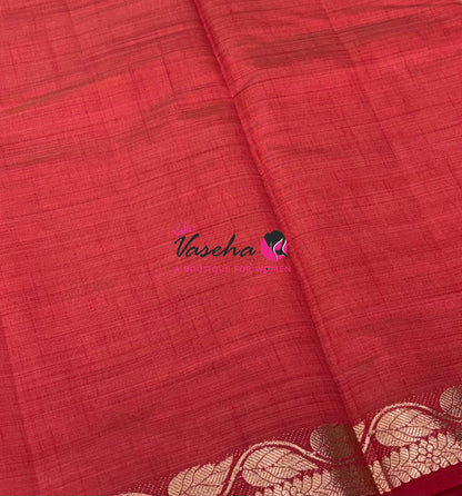 Semi Tussar Silk - Red Shade - VVSTS003