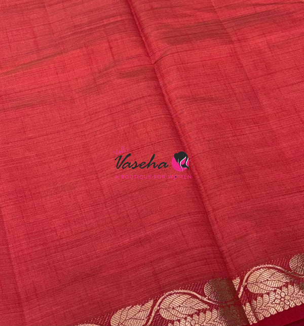 Semi Tussar Silk - Red Shade - VVSTS003