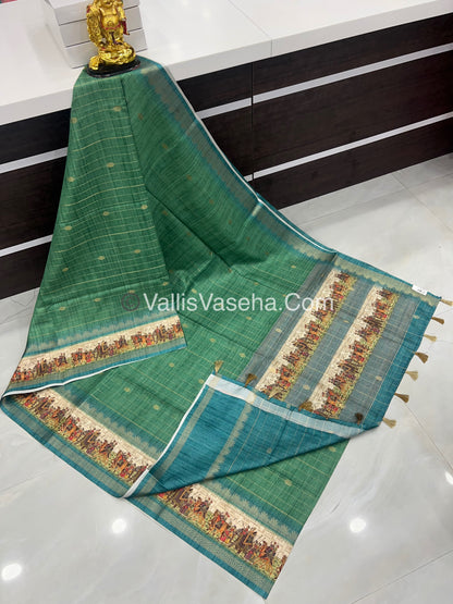 Semi Chanderi Saree - checks pattern - VVSCS004
