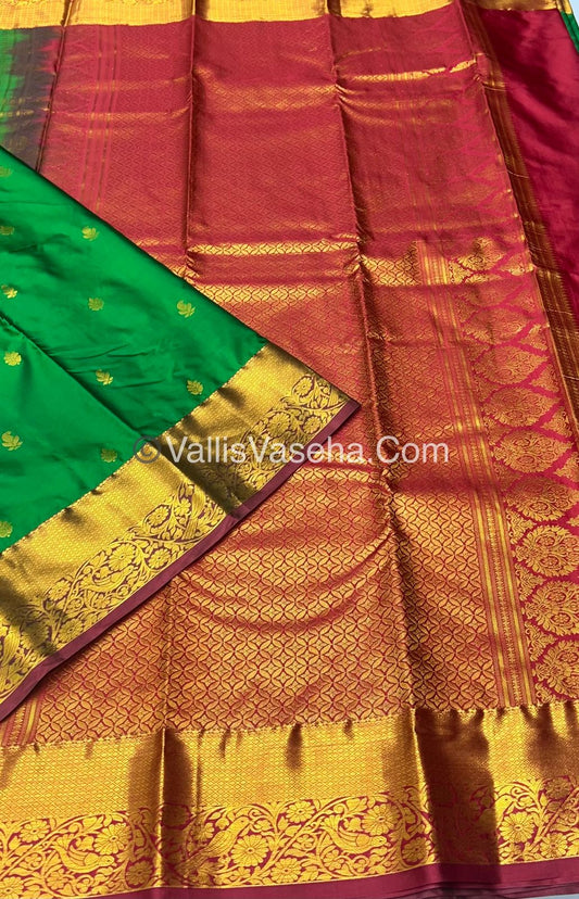 Semi Kanchipuram Silk - Green Shade  - VVSKS002