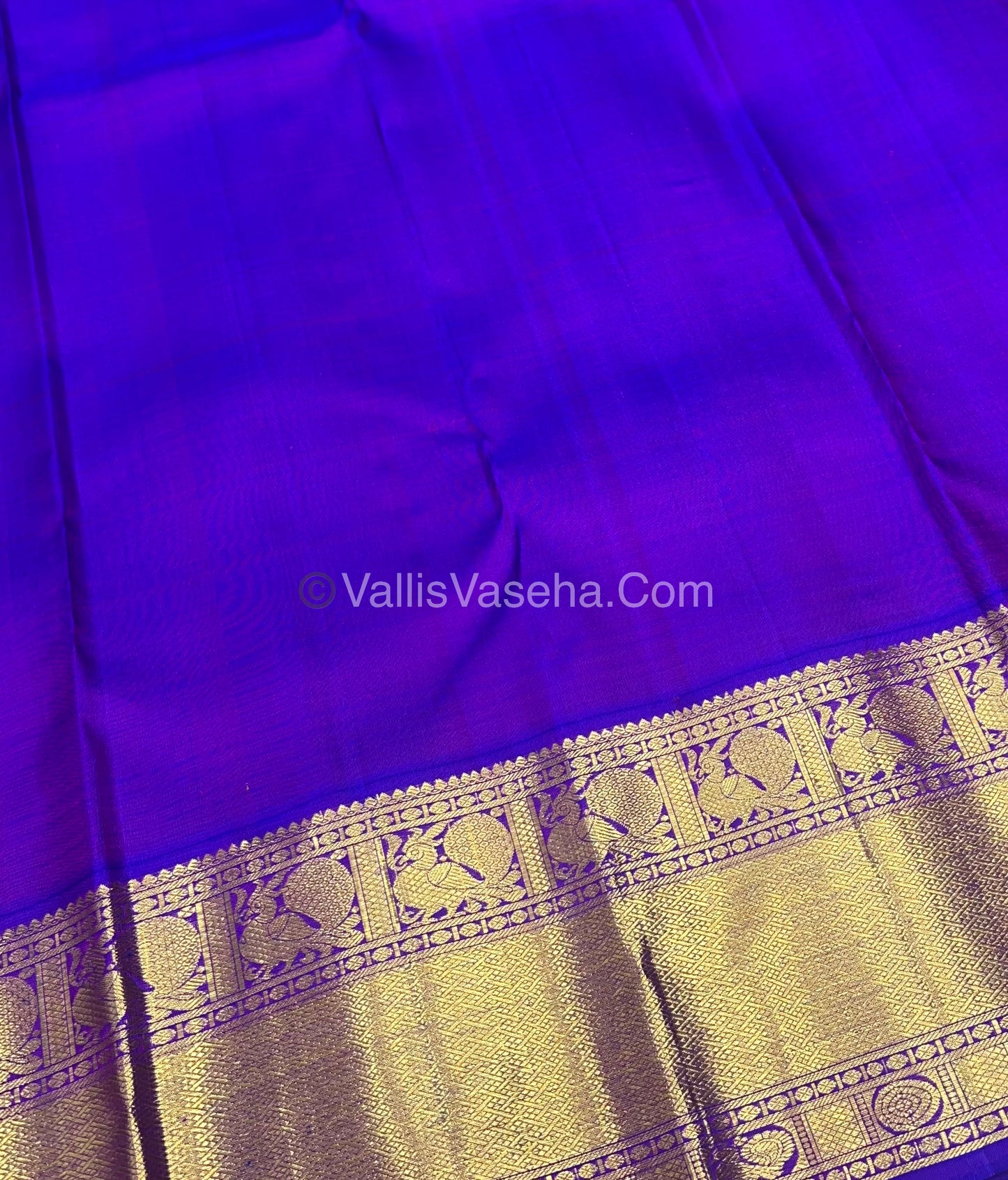 Pure Kanchipuram Silk Saree - Lemon Green / Sneha Green With Purple Combo - VVPS010