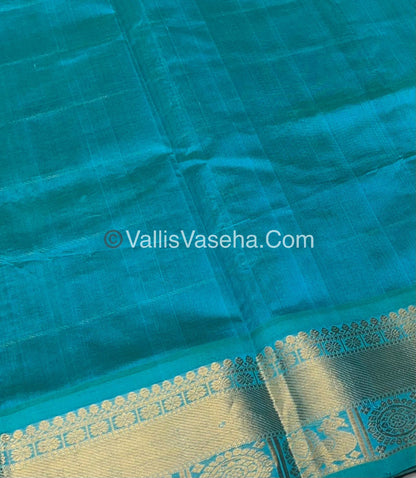 Pure Silk Cotton Saree - Mayil & Chakkaram Design - Wine With Blue - VVMC001