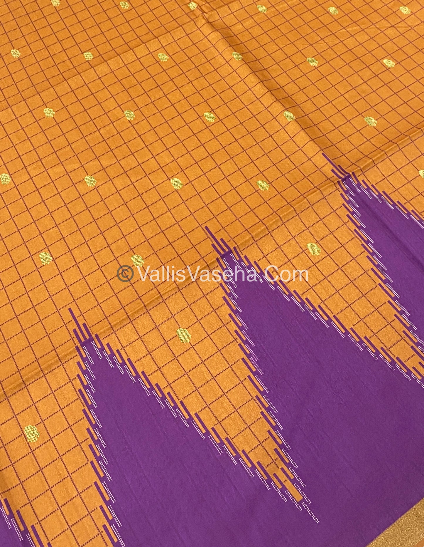 Semi Chanderi Saree - Dark Orange & Purple Combo - VVSCS003