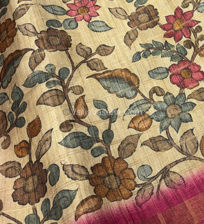 Semi Gicha Tussar Saree - checks pattern - VVSGT001