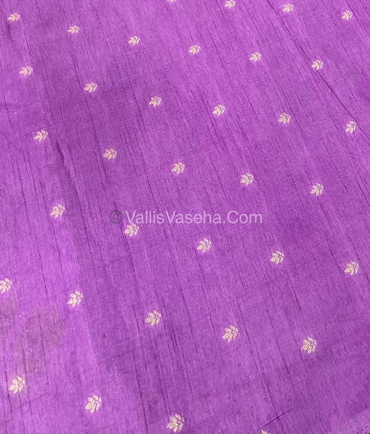 Semi Tussar Silk - Vairavoosi & Elephant Design - Light Lilac shade-VVSTS019