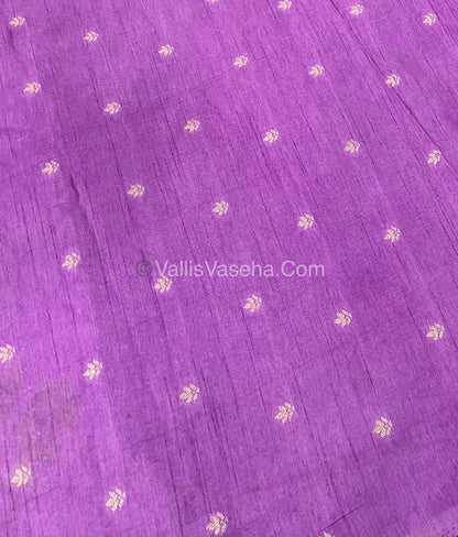 Semi Tussar Silk - Vairavoosi & Elephant Design - Light Lilac shade-VVSTS019