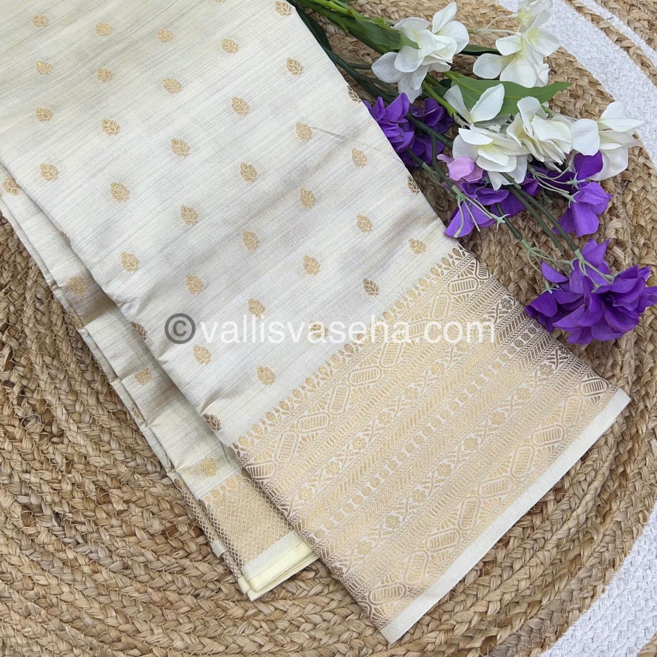 Semi Tussar Silk Saree - Cream Shade - VVSTS008