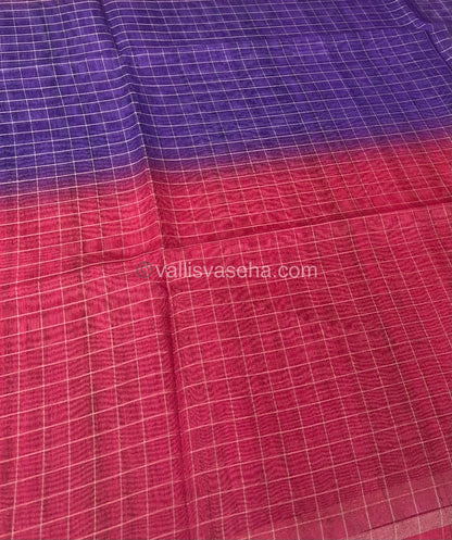 Semi Chanderi Saree - checks pattern - VVSCS002