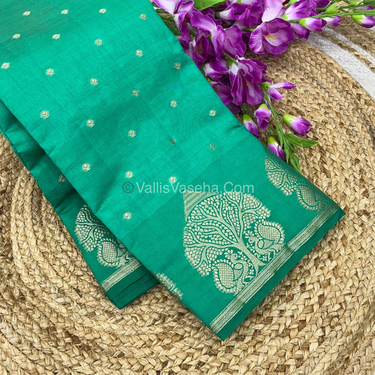 Semi Tussar Silk Saree - Light Green Shade - VVSTS036