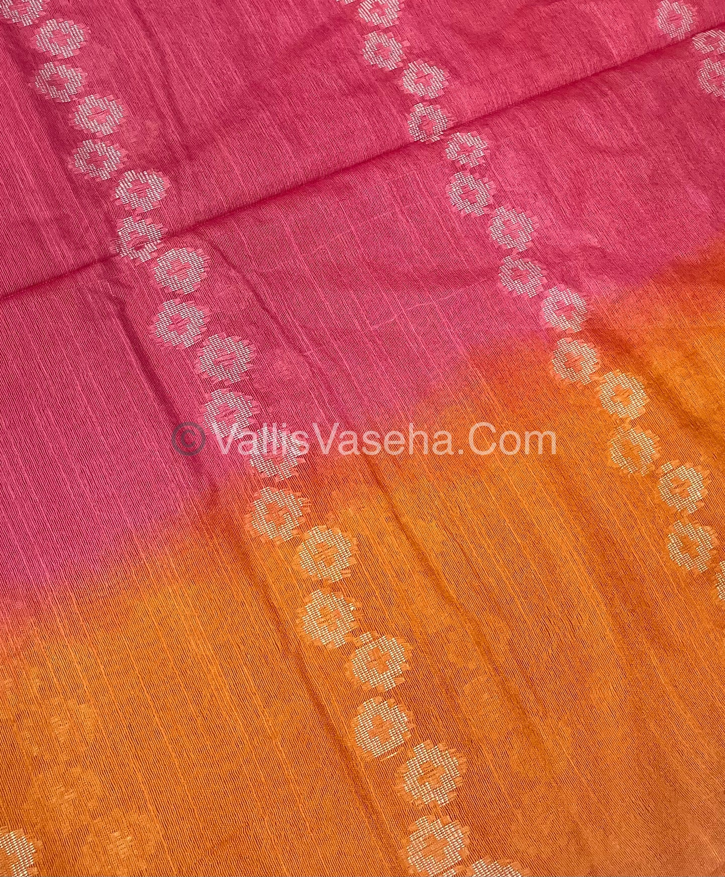 Bhagalpuri Silk - Pink With Orange - VVBS007