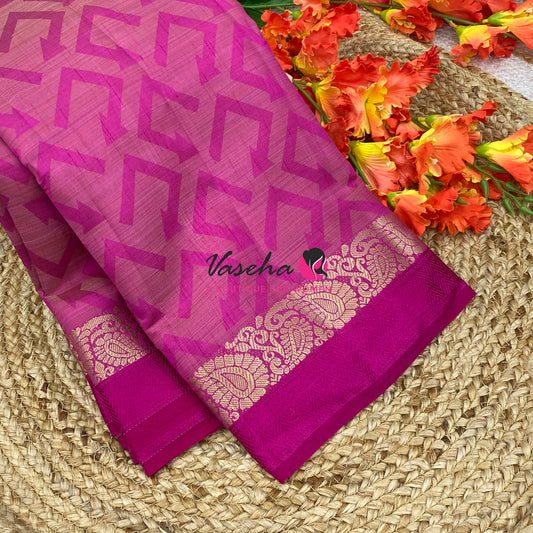 Semi Tussar Silk Saree | Pink Shade |VVSTS059