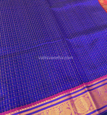 Pure Silk Cotton Saree - Blue with Red - Lakshadeepam Design - VVPLD001