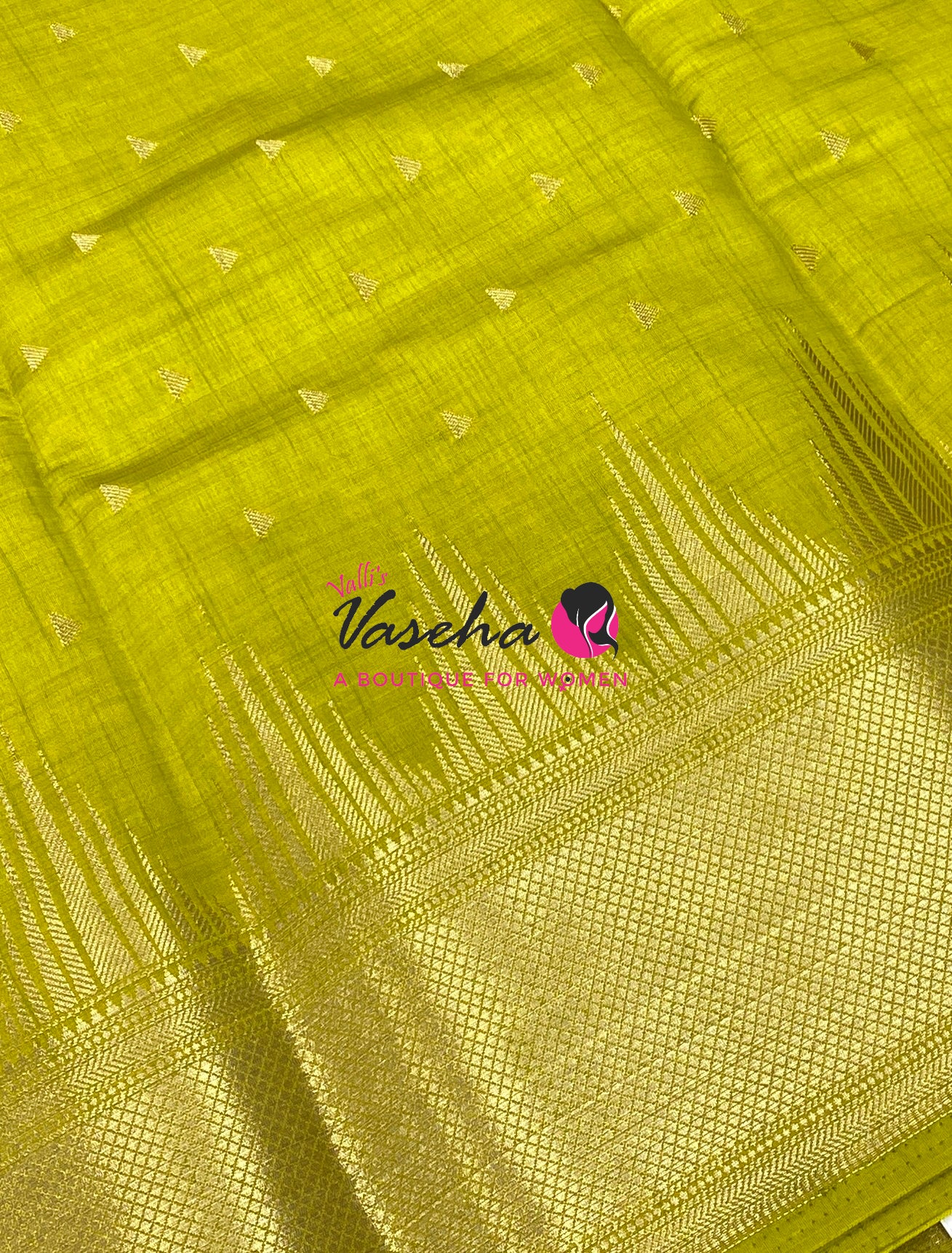 Semi Tussar Silk Saree | Lemon Green Shade |VVSTS054