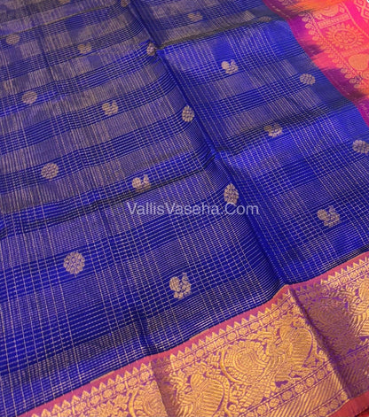 Pure Silk Cotton Saree - Vairavoosi checks - Mayil & Chakkaram - VVMCV002