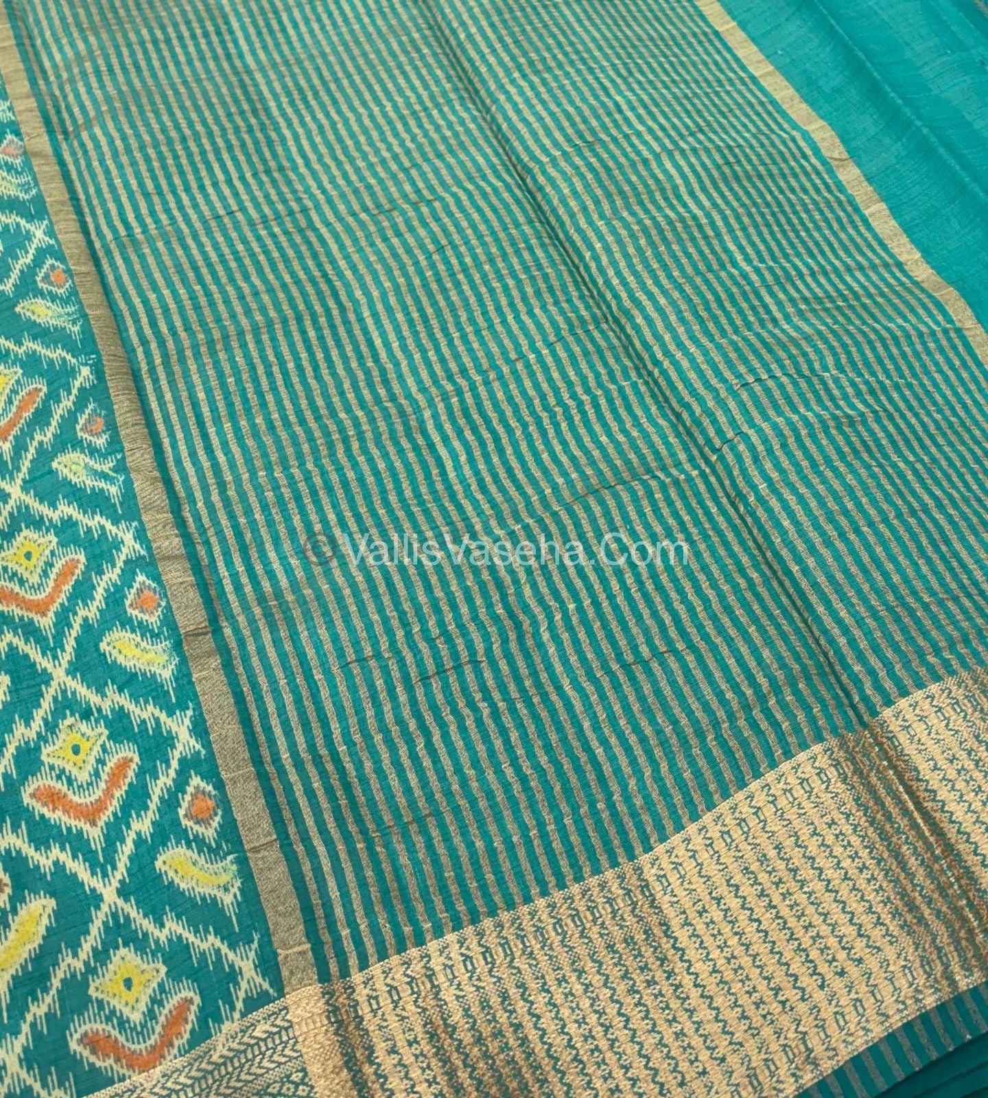 Semi Tussar Silk Saree - Ikkat / Pochampally Design - Ramar Blue Shade - VVSTS033
