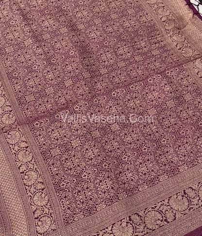 Banarasi - Heritage Silk - Semi Kathan Silk -  Wine Shade - VVBHS010