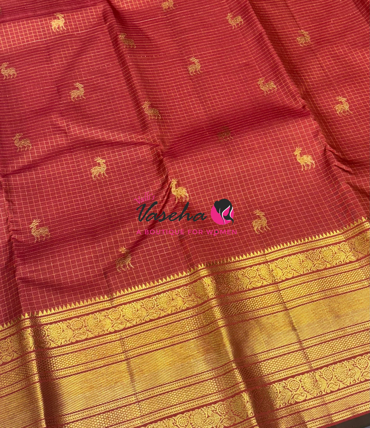 Pure Kanchipuram Silk Saree - Rust Orange Shade - VVPS040